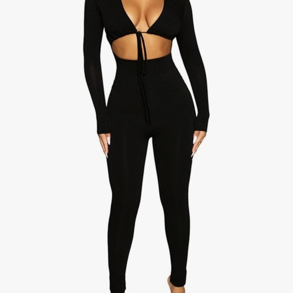 Black Cutout Long Sleeve Jumpsuit